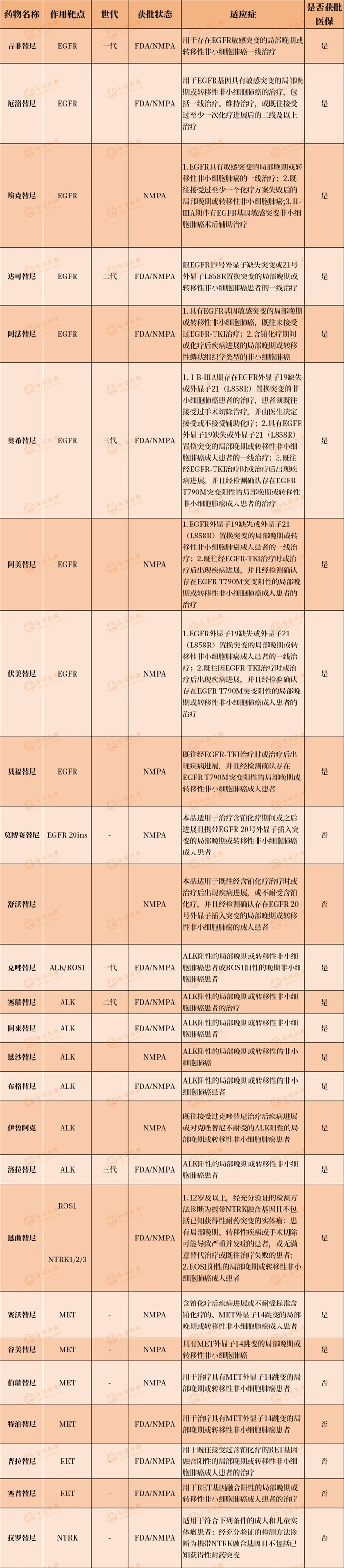 一文总结非小细胞肺癌靶向治疗药物有哪些